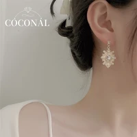 coconal fashion hot love lolita style complexity stud earrings gift vintage court baroque jewelry pearl inlaid zircon earrings