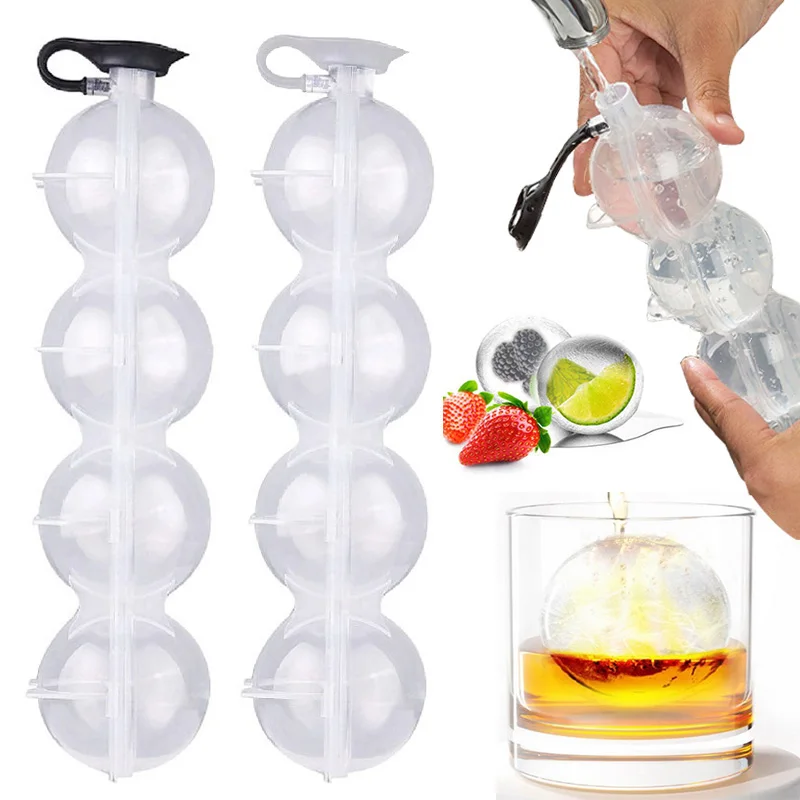 

4 Hole Ice Cube Makers Round Ice Hockey Mold Whisky Cocktail Vodka Ball Ice Mould Bar Party Kitchen Ice Box Ice Cream Maker Tool