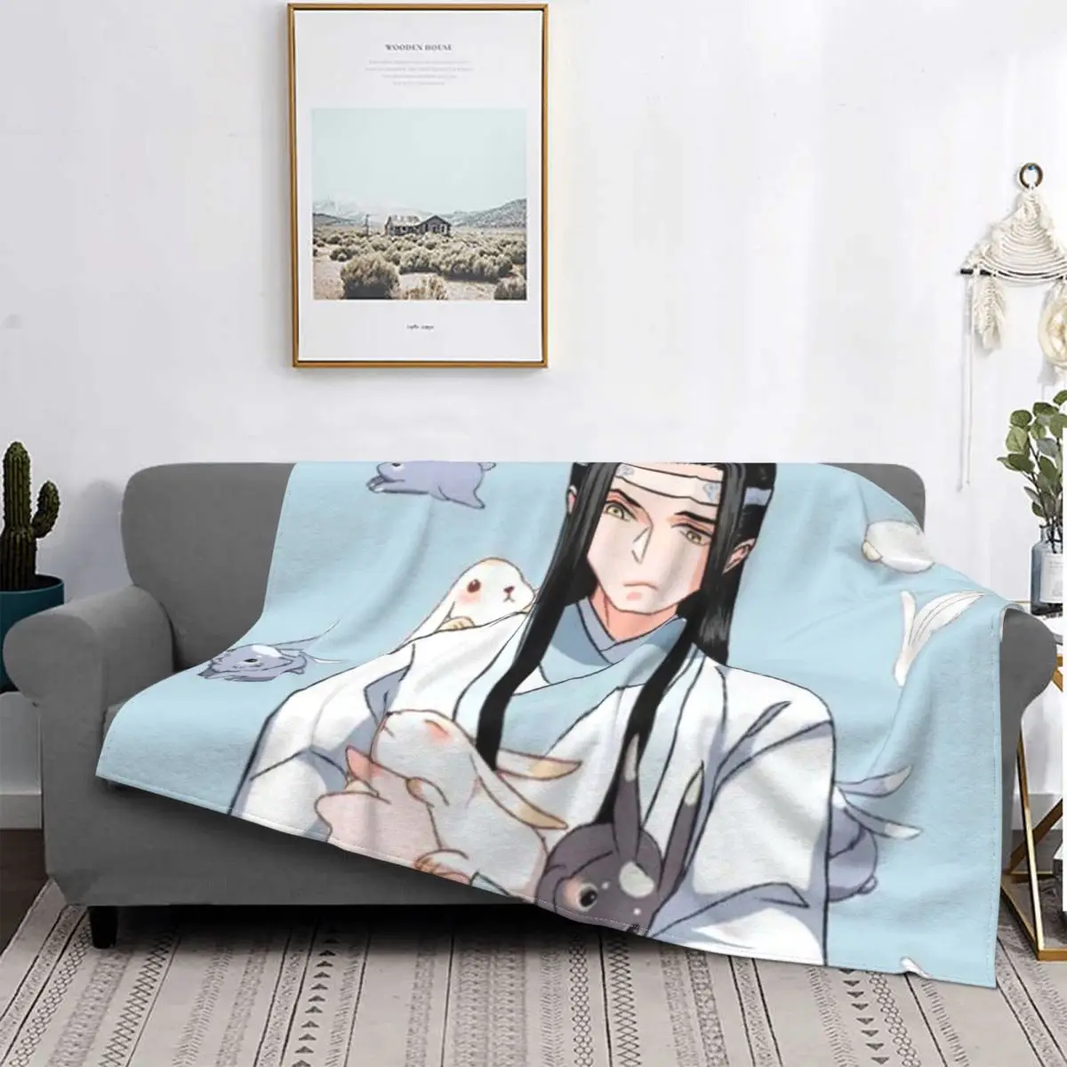 

Popular Anime Magic Dao Patriarch Blanket Flannel Flannel Wild Lan Zhan Rabbit Blanket Airplane Bed Cover