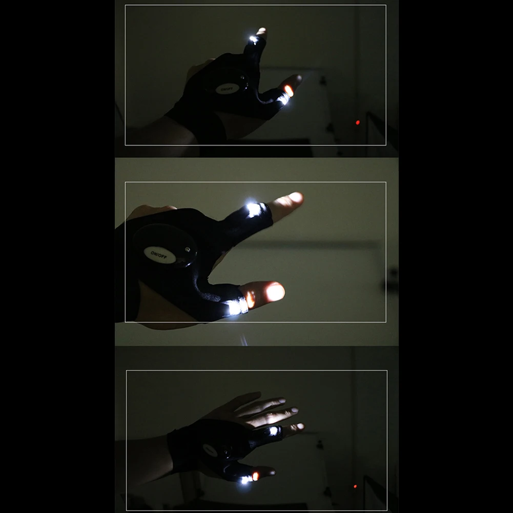 

Flashlight Gloves Handsfree Fingerless Glove Breathable Cotton 3 Finger Cut Outdoor Camping Hiking Survival Tool Gifts for Men