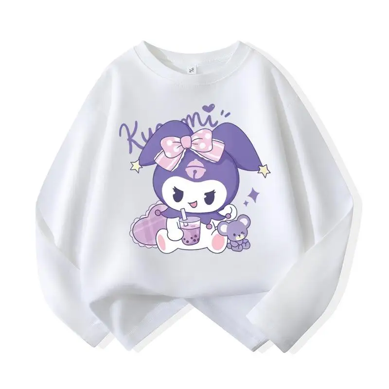 Новинка Милая футболка Sanrio Kuromi My Melody Hello Kitty с длинным рукавом стильный детский