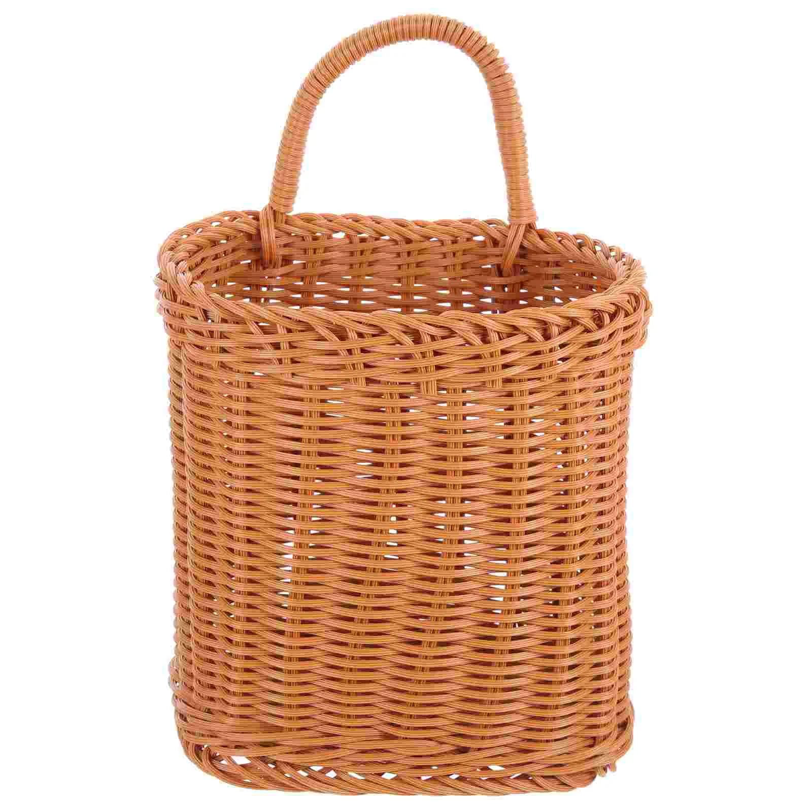 

Wall Mounted Planters Outdoor Hanging Storage Basket Imitation Rattan 20x18cm Light Brown Plastic