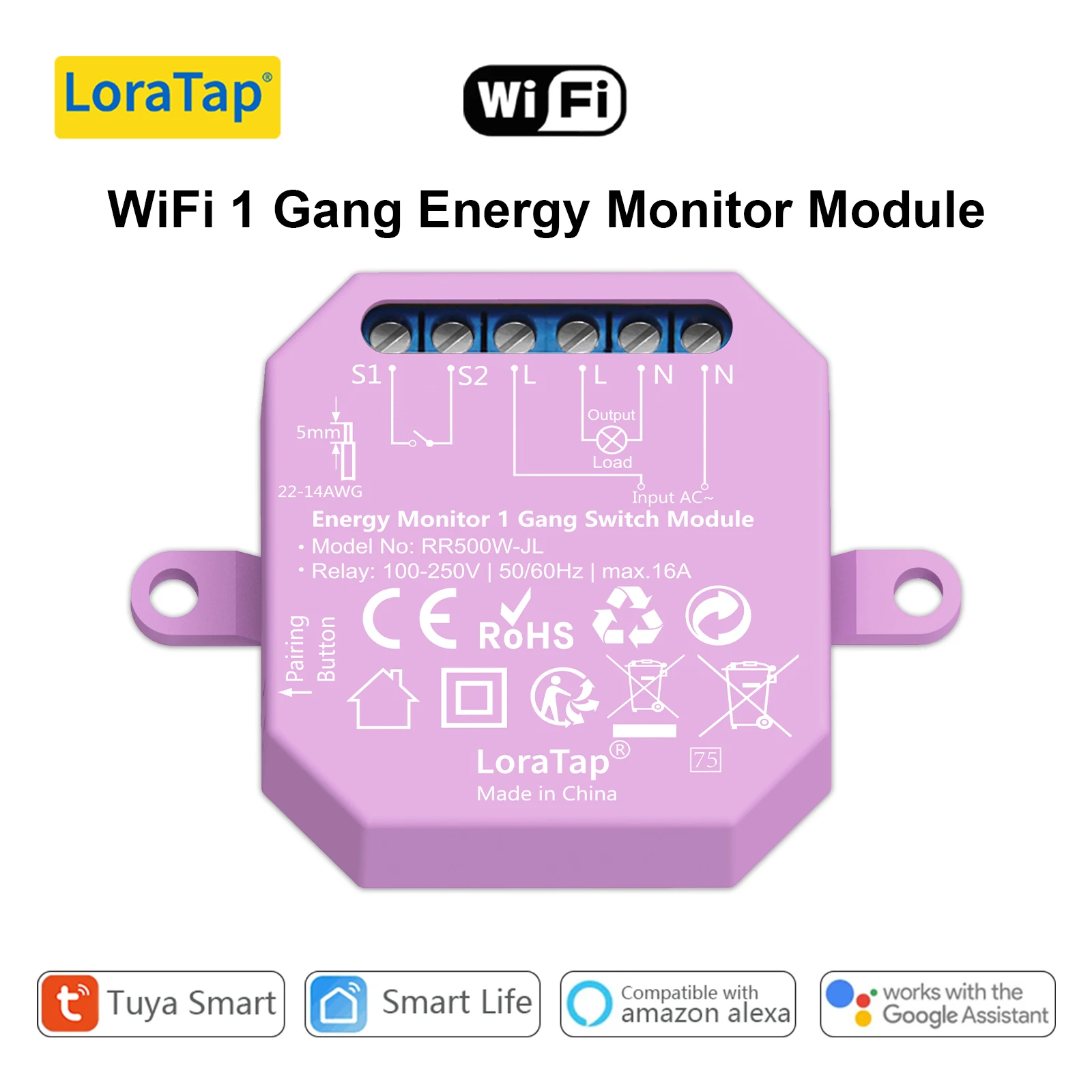 LoraTap Tuya Smart Life ZigBee Wi-Fi модуль выключателя света