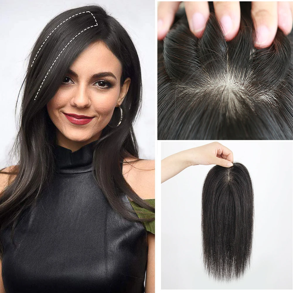 

Human Hair Topper 12x13CM Clip in Perimeter Silk Top Human Hair Pieces for Women European Breathable Skin Base Closure