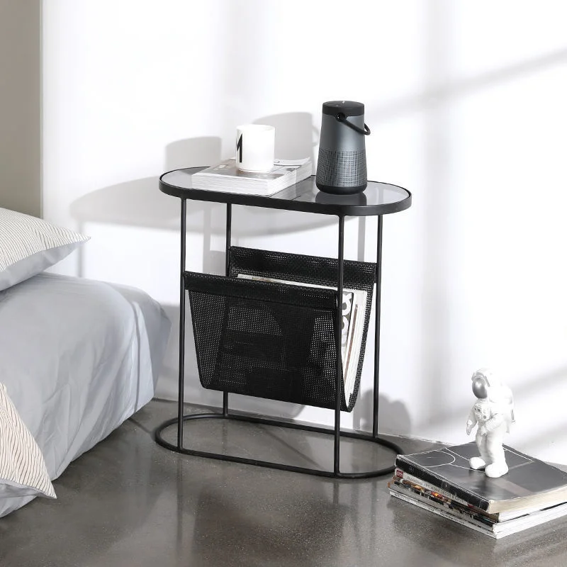 

Iron Nightstand Books And Newspapers Storage Rack Bedroom Furniture Detachable Design Bedside Tables Simple Black Side Table