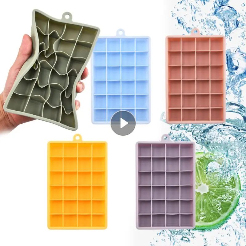 

24 Grid Silicone Ice Cube Tray With Lid Ice Cream Maker Ice Box Party Bar Drink Whiskey Cocktail Chocolate Kitchen Accessories
