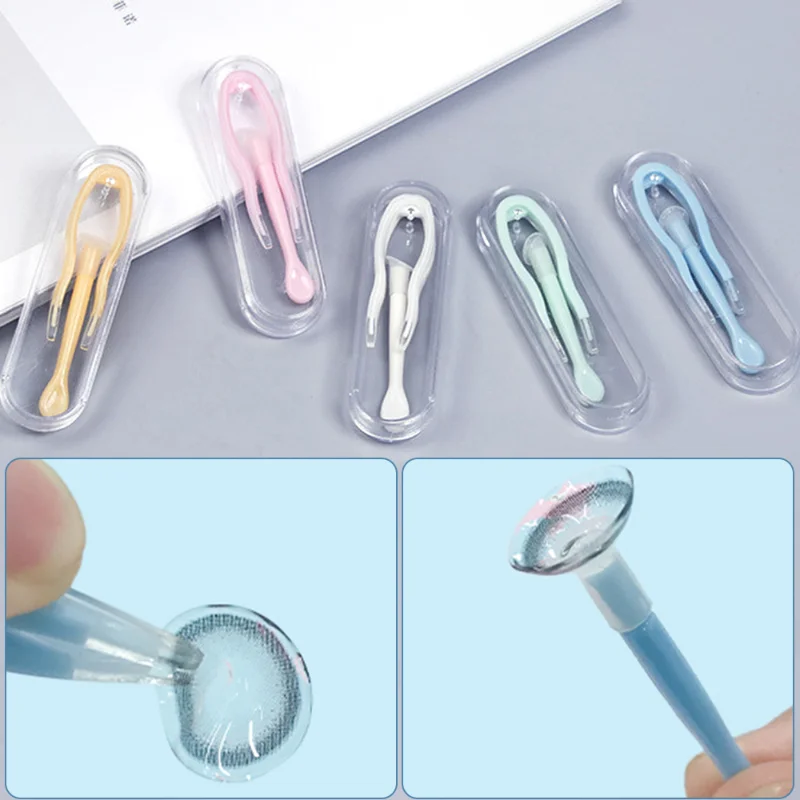 

1 Set Portable Contact Lenses Wearer Mini Candy Color Silicone Contact Lenses Tweezers Lens Inserter Remover Eye Makeup Tools