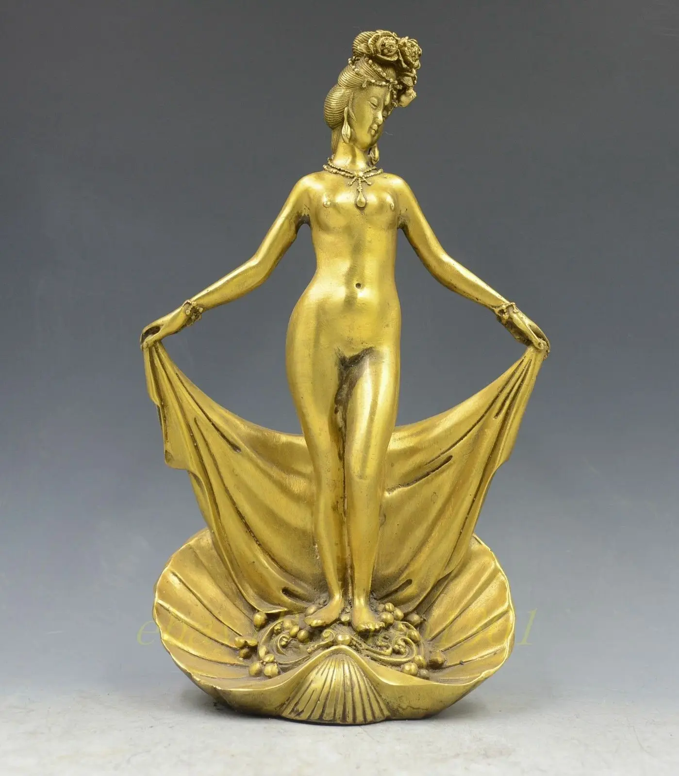 

Китайская Бронзовая медная Обнаженная танцующая девушка красота богиня фотооболочка