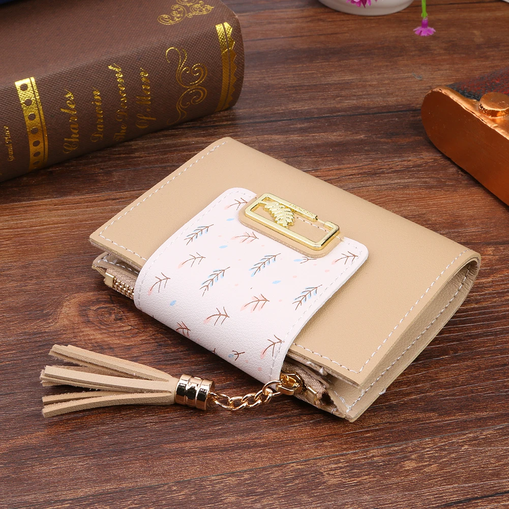 

Women's Wallet Trendy Tassel Small Cute Wallet Women Short Leather Women Wallets Zipper Purses Portefeuille Female Purse Clutch
