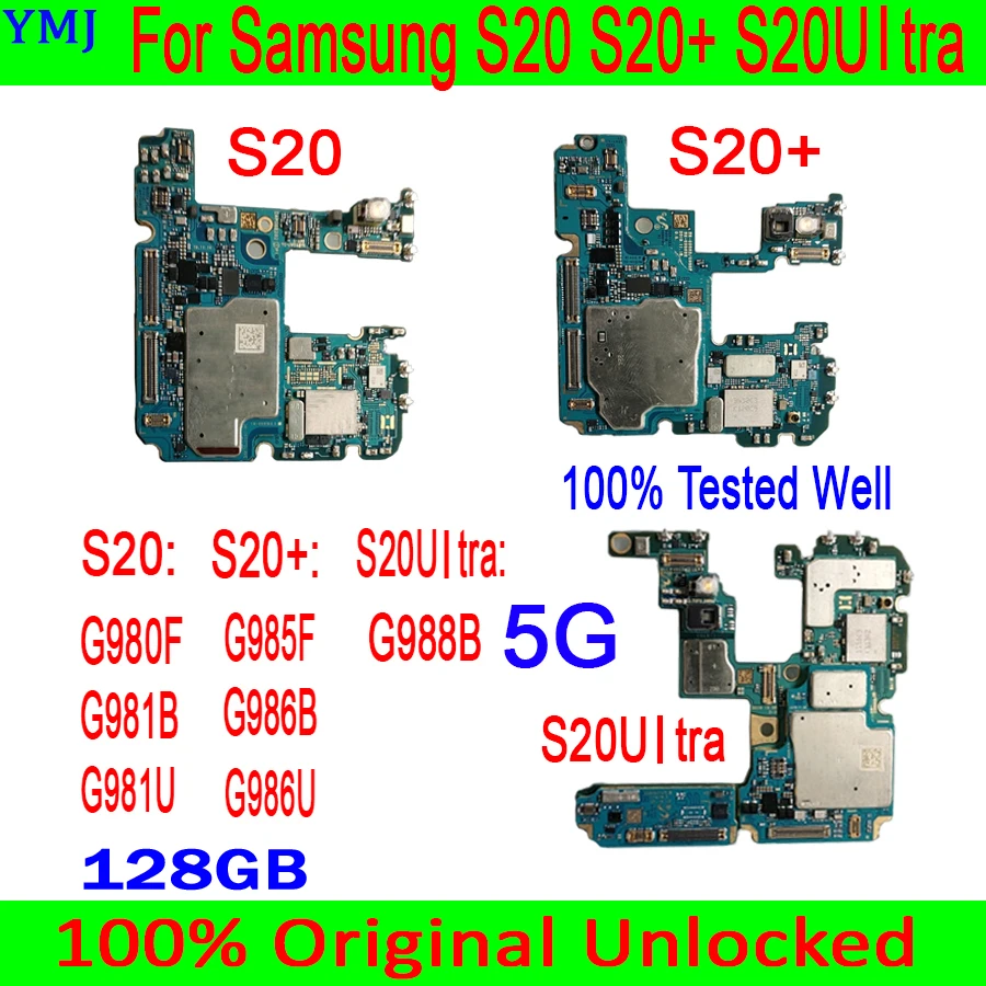 

128 ГБ материнская плата для Samsung Galaxy S20 G980F S20Plus G985F 4G материнская плата 100% оригинальная логическая плата полные чипы протестированы хорошая работа