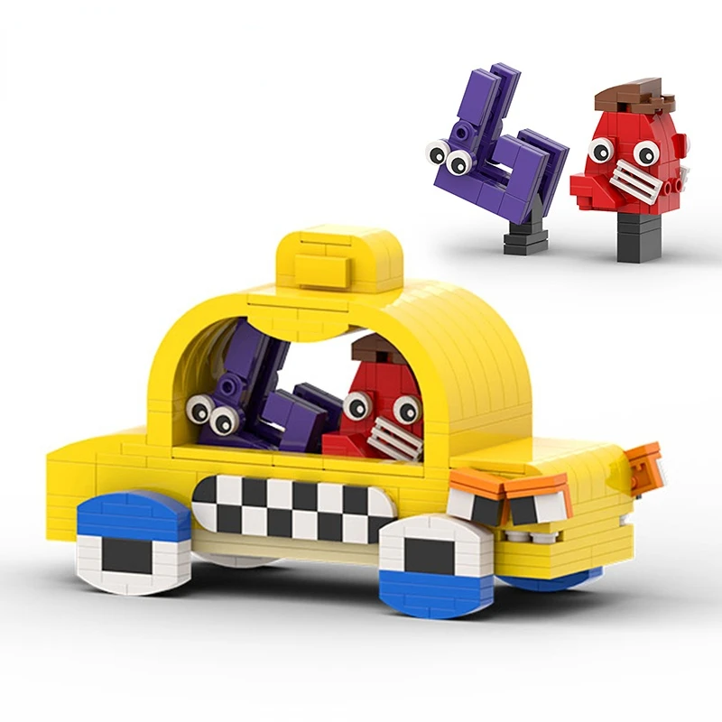 

Garno Cartoon CAB Taxi Mini Car Alphabet Building Blocks English Letters Lore Vehicle Car Education Bricks Toy for Children Gift