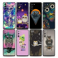 cute owl cartoon phone case for samsung galaxy s7 s8 s9 s10e s21 s20 fe plus ultra 5g soft silicone