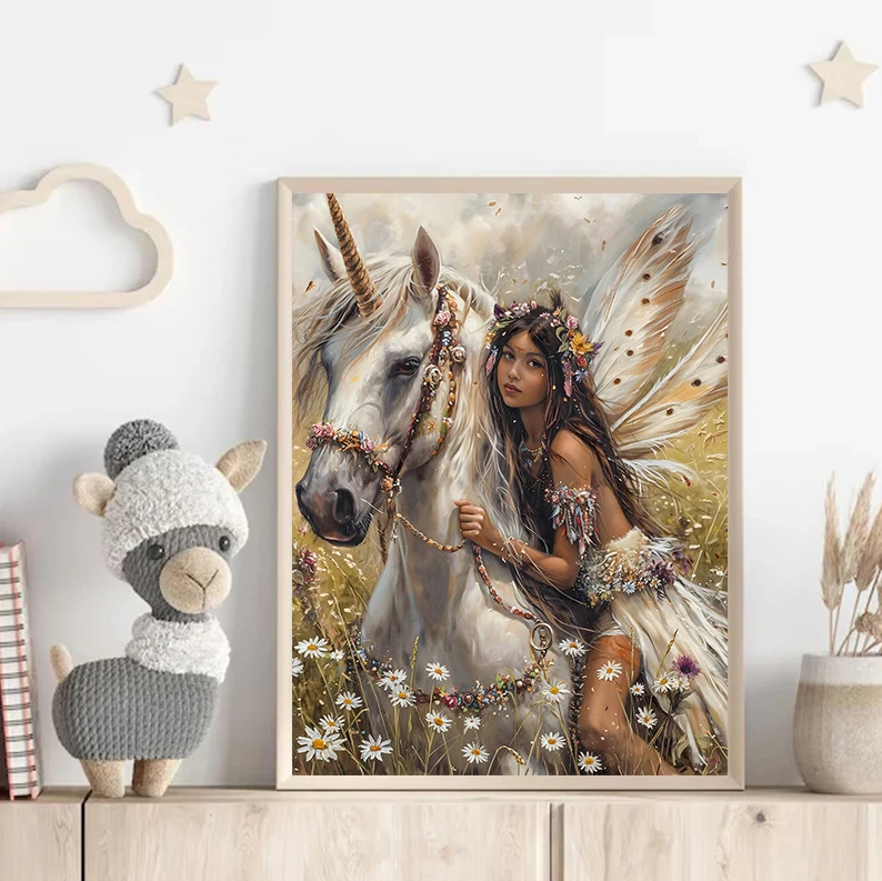 Современный стиль Fairycore для девочек розовый гриб единорог постер на холсте