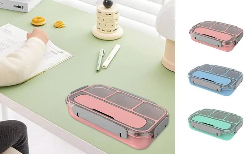 

Portable Lunch Box Leak Proof 4 Grids Divided Lunch Containers High Capacity Sealed Bento Box With Buckle For Travel Camping