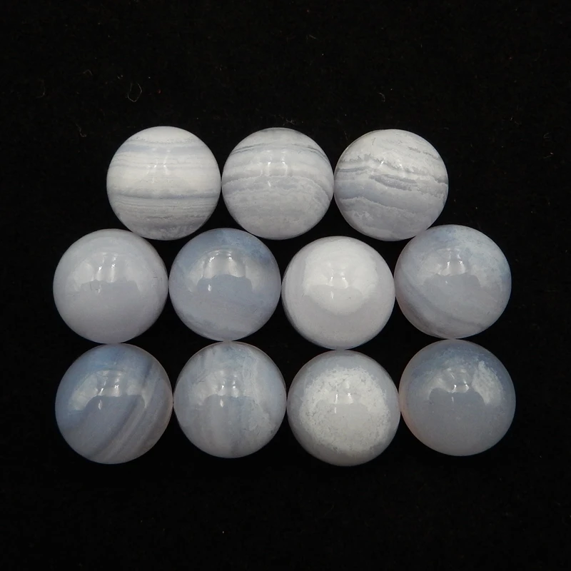 

12mm Natural StonesBlue Lace Agate Round Flatback Cabochons High Quality Polished Gemstone For Ring Earring Making12x6mm17g11pcs