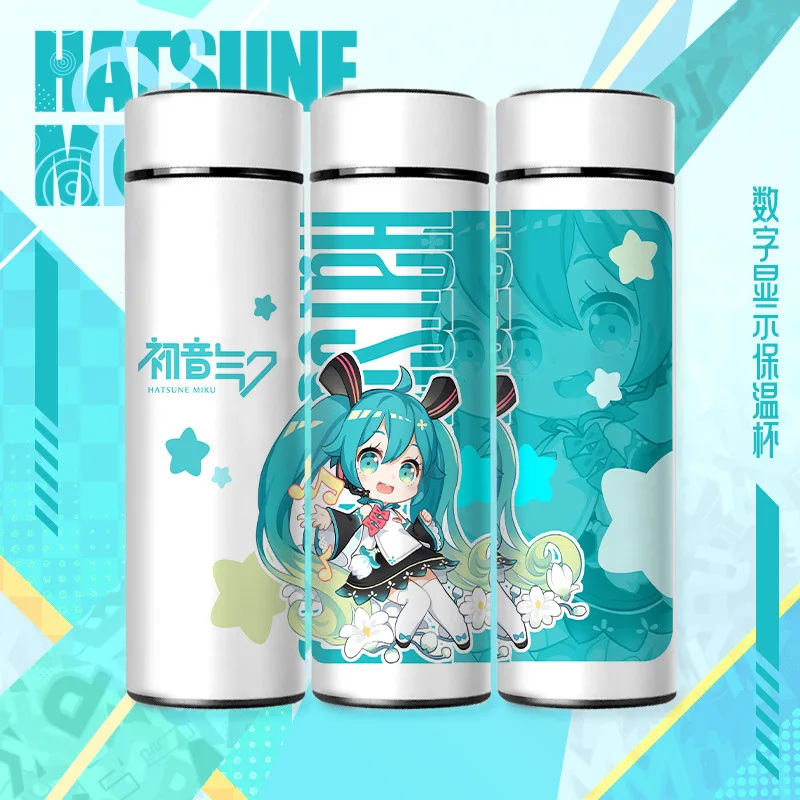 Фото Умная термокружка Miku Anime: Кавайная, большая емкость, из нержавеющей стали, с дисплеем температуры, подарок №3