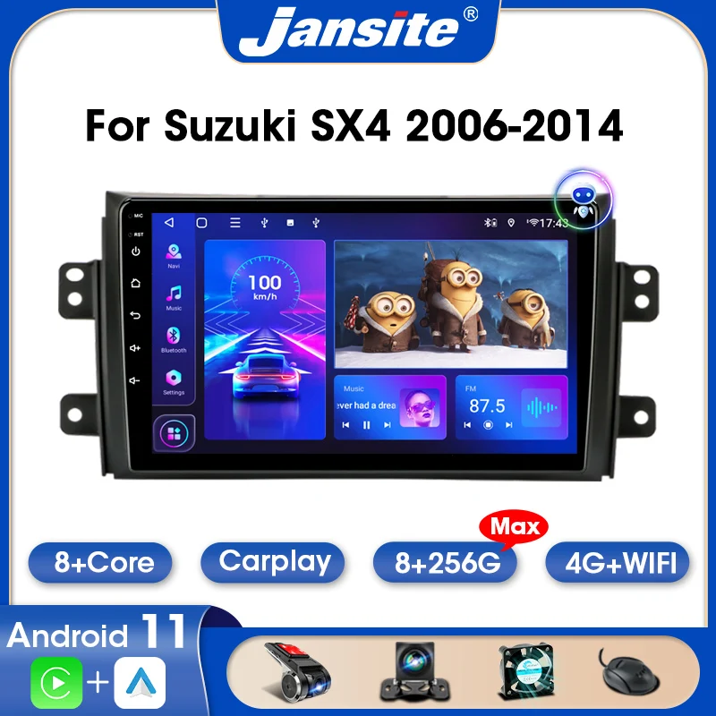 

Магнитола Jansite 2DIN Android 11 для Suzuki SX4 2006-2014 мультимедийный видеоплеер 4G Carplay Авторадио головное устройство RDS IPS экран