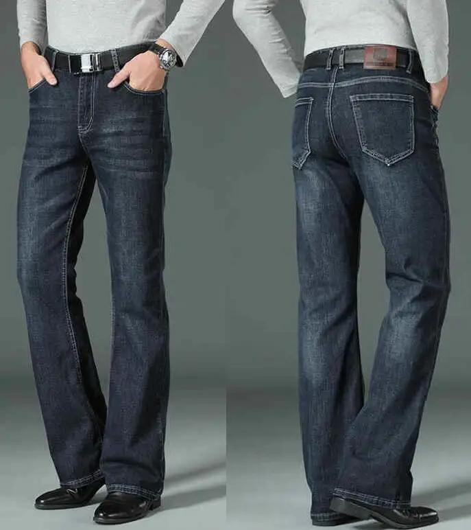 Мужские джинсы с высокой талией эластичные свободные расклешенные джинсовые