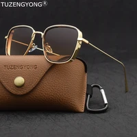 tuzengyong 2022 new steampunk sunglasses fashion men women brand designer vintage square metal frame sun glasses uv400 eyewear