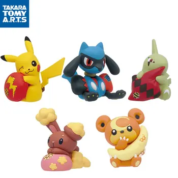 TAKARA TOMY 정품 가샤폰 포켓몬 캐릭터 인형, 피카츄 리올루 라비타 테디우르사 부네리 애니메이션 액션 피규어, 어린이용 장난감