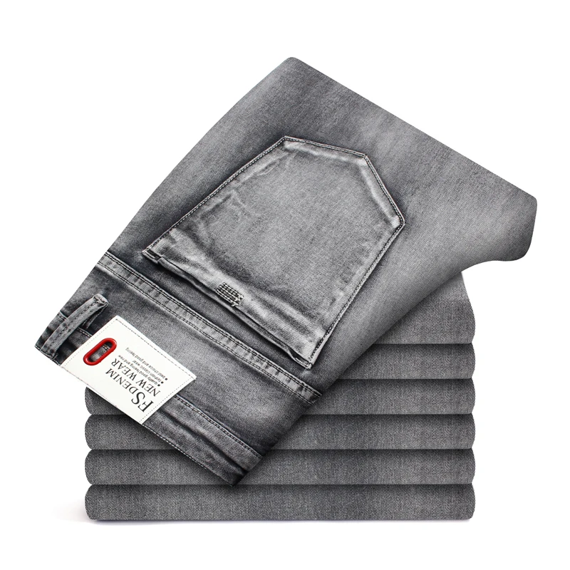 Мужские серые джинсы новинка весны 2024 классические стильные деловые