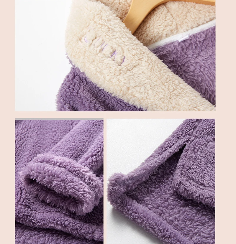 Ladies Pajama Sets Thicken Autumn And Winter Keep Warm Nightgown Comfortable Soft Sleepwear Suit  Simple Style