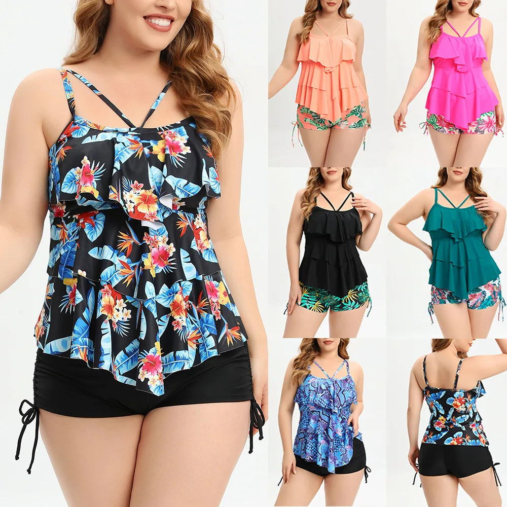 

Large Size Swimsuit Women's Ruffled Edge Bikini Swimsuit Summer Beach Cloth