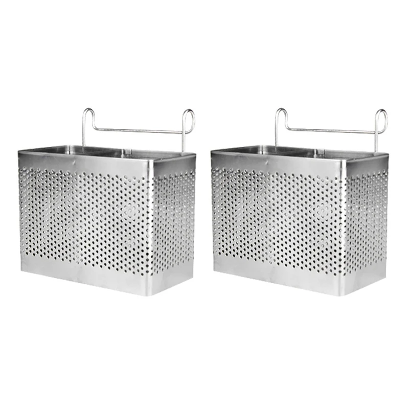 

2X Stainless Steel Chopsticks Holder Hanging Cutlery Drying Basket Tableware Drainer With Hooks Kitchen Utensil(A)