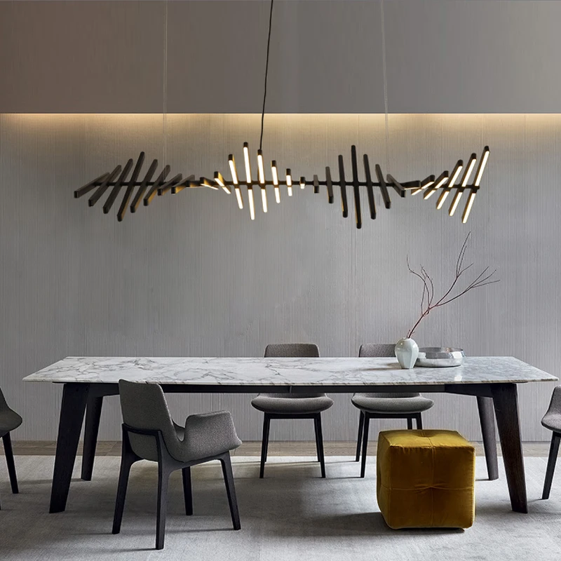 

Nordic Minimalist Fishbone Led Pendant Lights Living Dining Room Home Decor Chandelier Restaurant Bar Loft Stair Hanging Lamp