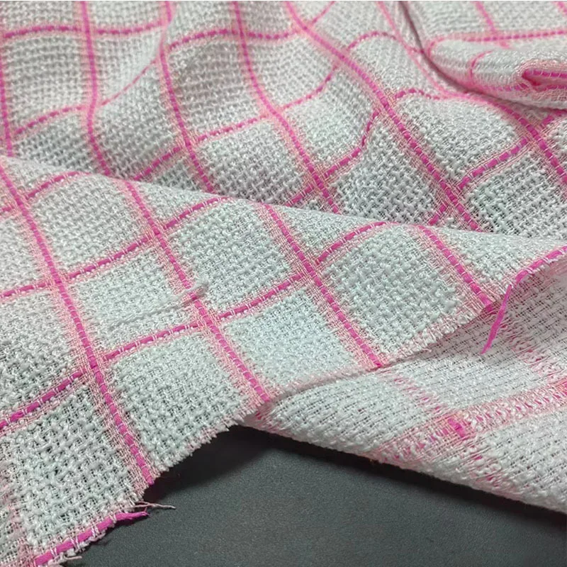50x145 см модная розовая решетчатая плетеная твидовая ткань для женщин осенняя