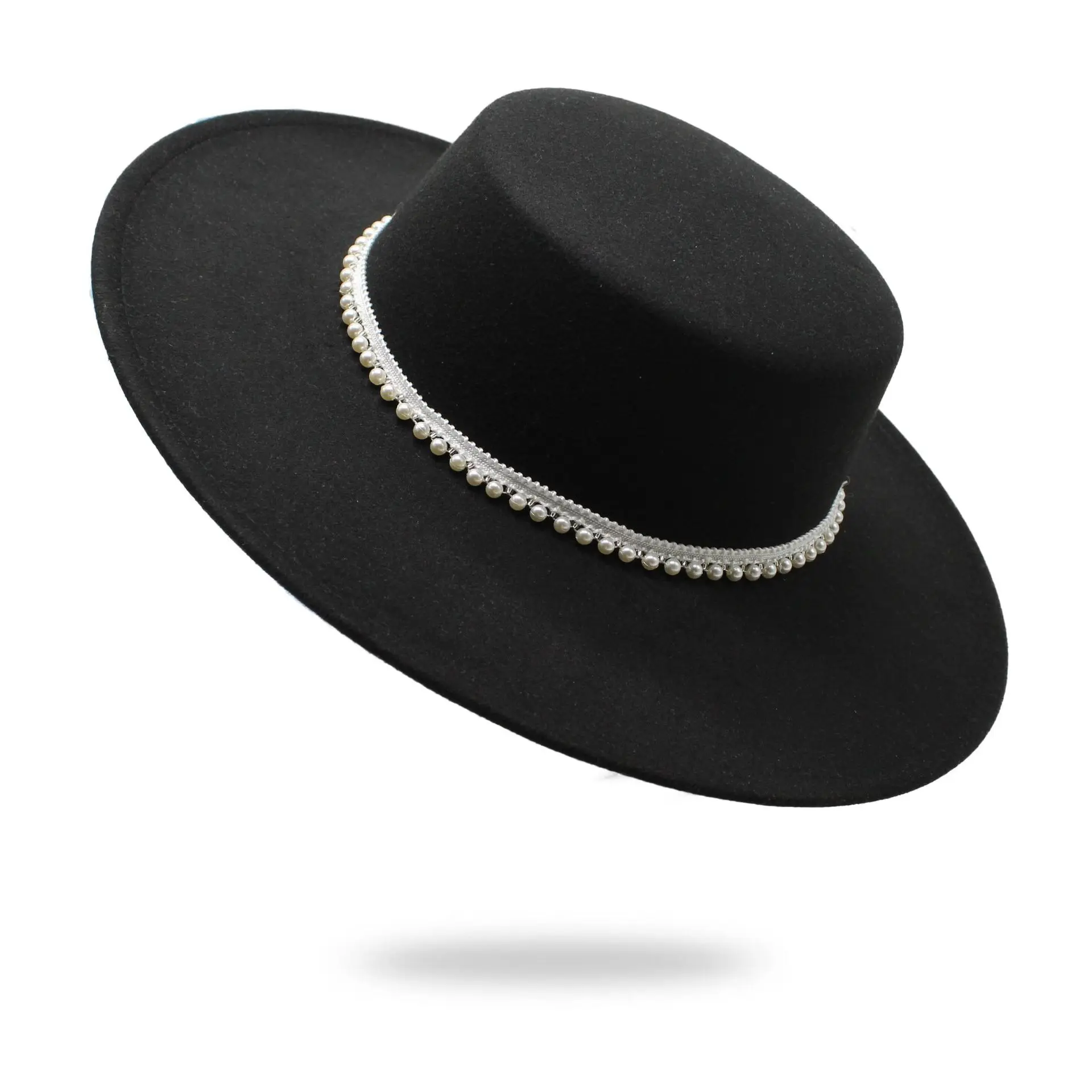 

Women's hat fedoras women felt ladies hat winter panama headgear black designer fashion chapel beach Wedding picture elegant new