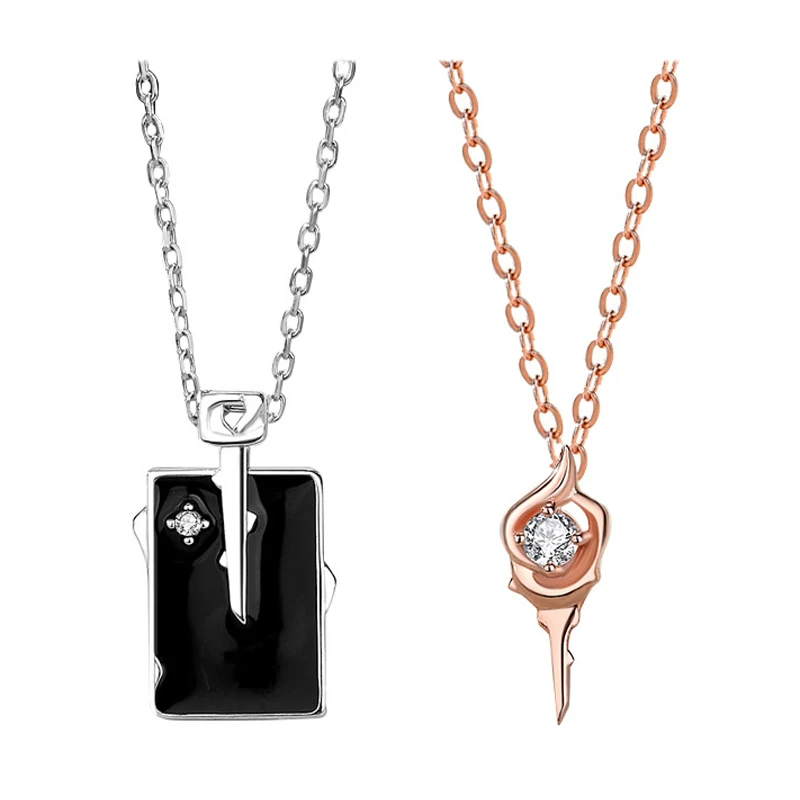 

Elegant New In Silver Necklace Couple Luxury Pendant Jewelry Women Valentine Gift Female Set Original Men Chain Hand Accessories