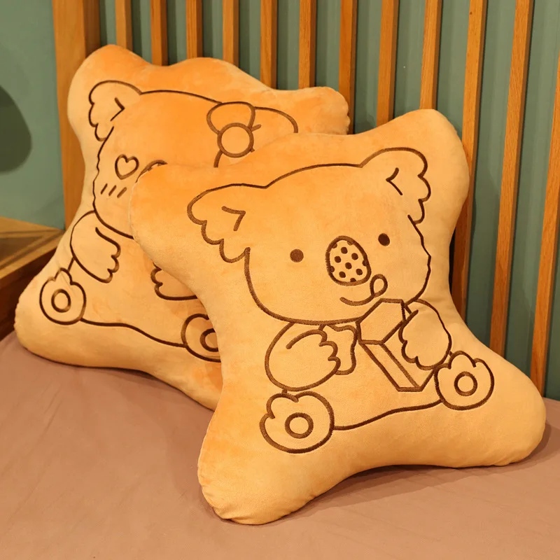 

Koalas Pattern Cookie Biscuit Shape Stuffed Throw Pillow Cute Koala Printed Food Sofa Cushion Bed Waist Pillow For Kids Birthday