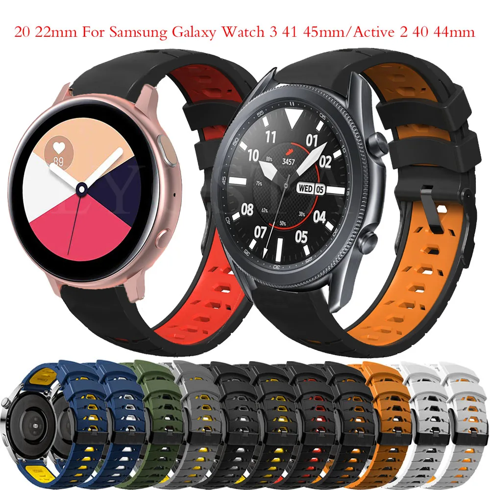

Ремешок силиконовый для смарт-часов, браслет для Samsung Galaxy Watch 3 41 45 мм Active 2 44/40 мм, 20 22 мм