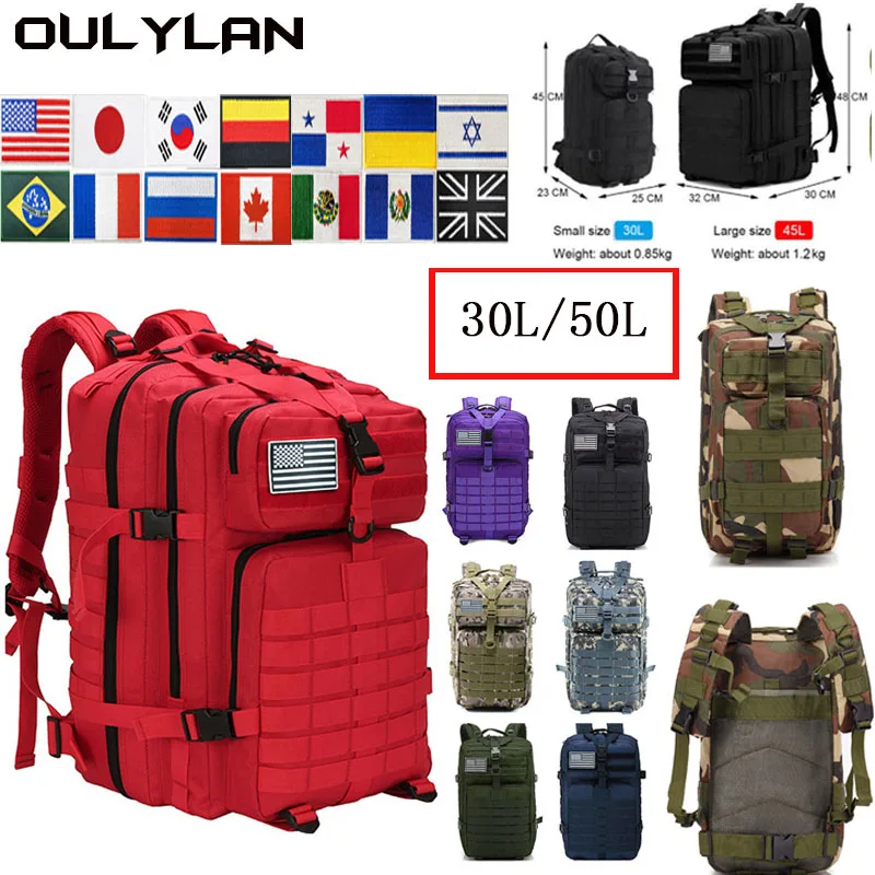 

Oulylan 50L 30L Military Tactical Backpack Molle Army Climbing Bag Outdoor Waterproof Sport Travel Bags Camping Hunting Rucksack