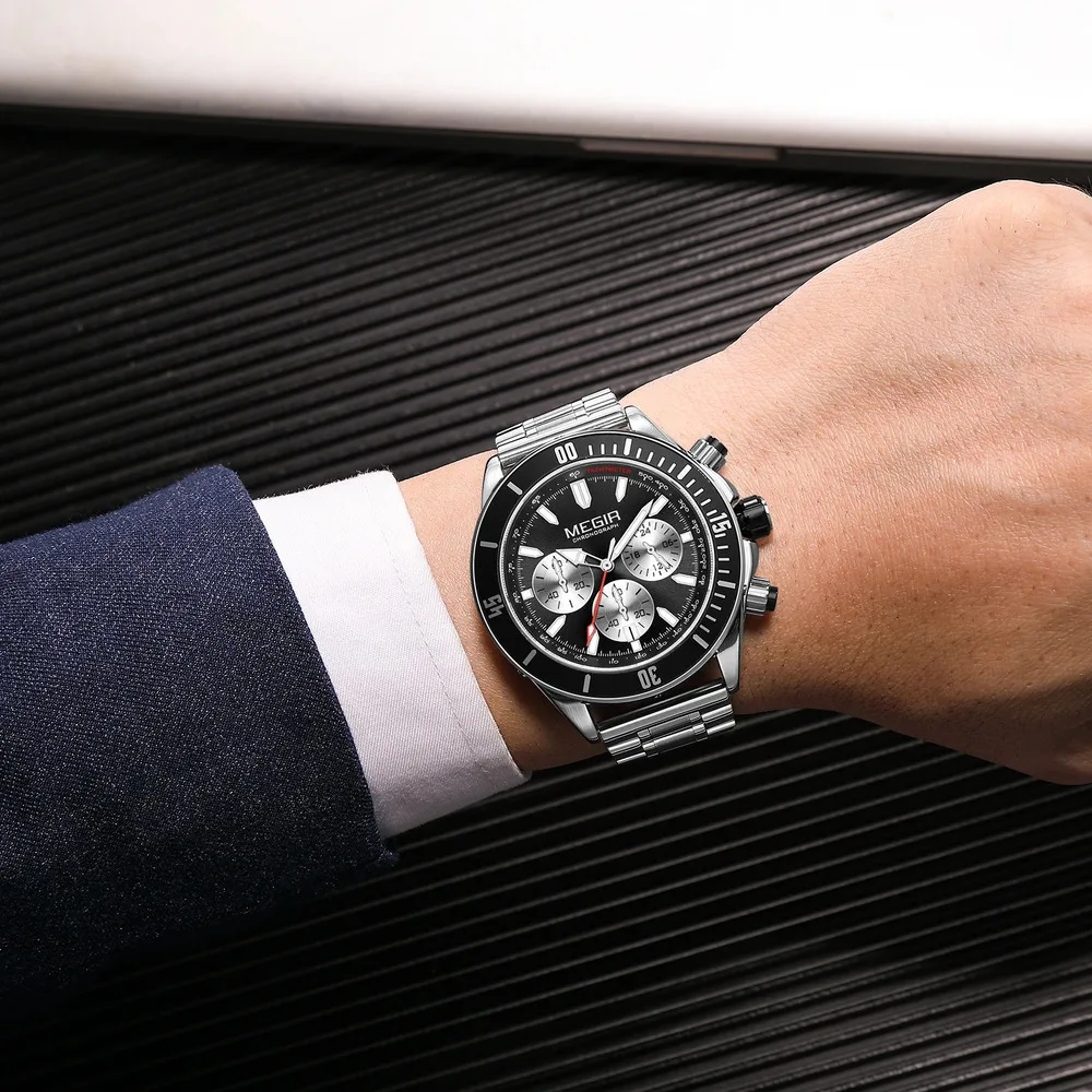 Часы наручные MEGIR Мужские кварцевые брендовые деловые водонепроницаемые