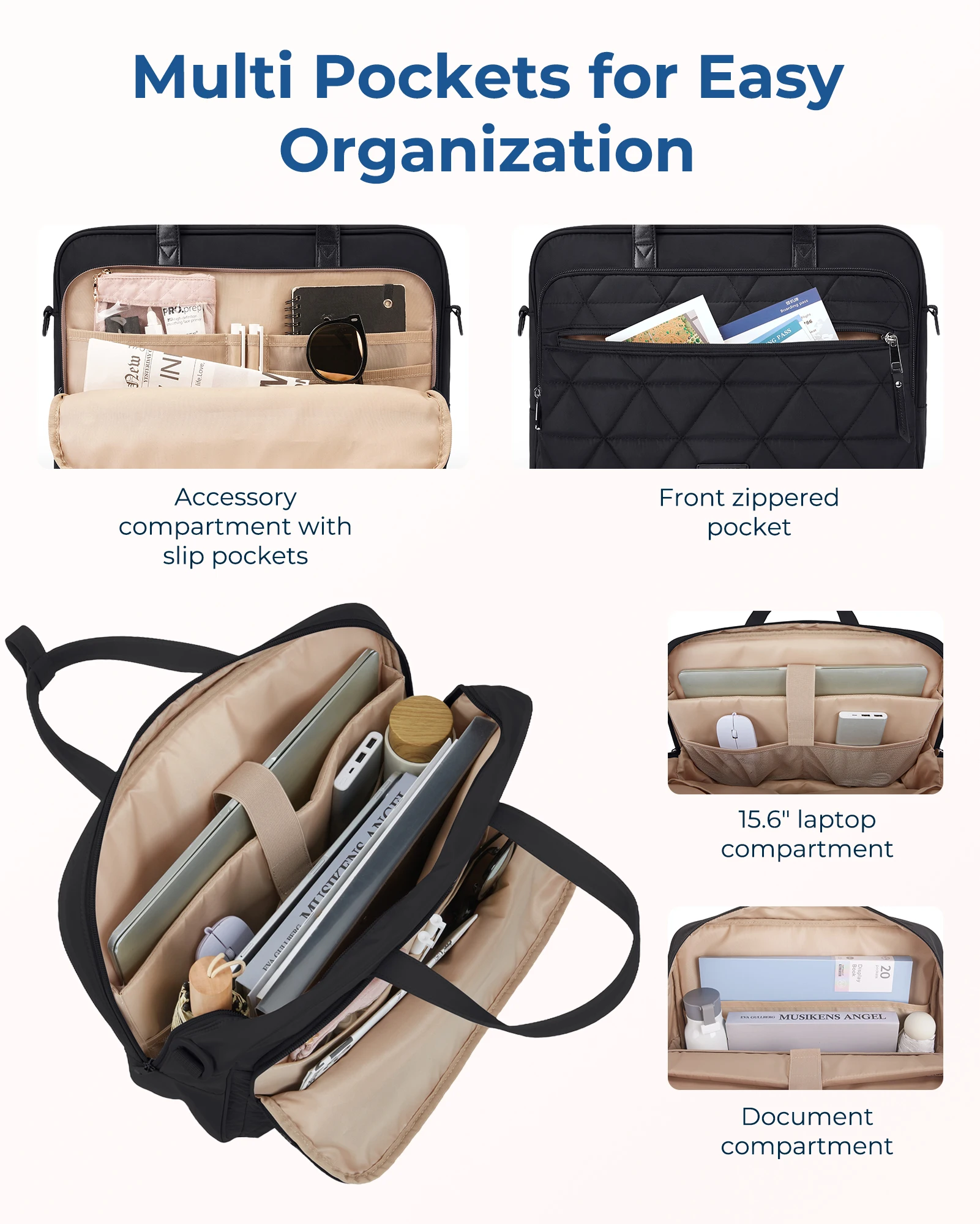 Сумка-мессенджер BAGSMART для ноутбука 15 6 дюйма большой портфель на плечо компьютера