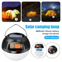 solar camping light usb rechargeable bulb portable tent lamp lanterns with 3 modes emergency light for outdoor hiking bbq tool