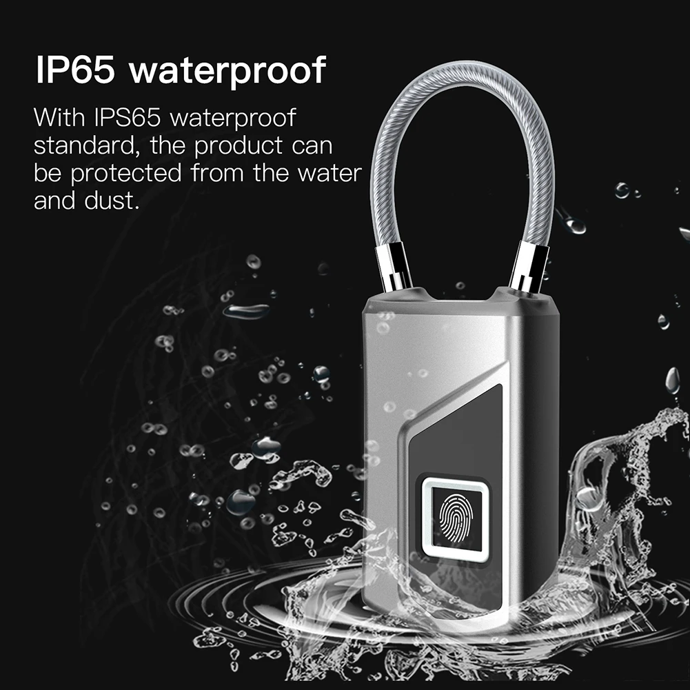 

Портативный навесной замок без ключа, IP66, водонепроницаемый USB-Перезаряжаемый для двери, чемодана, рюкзака