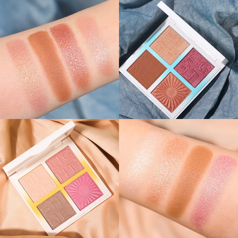 

Хайлайтер бронзеры тени для век Румяна Палитра с высоким блеском Мерцающая косметическая Палитра контур лица осветляющая косметика