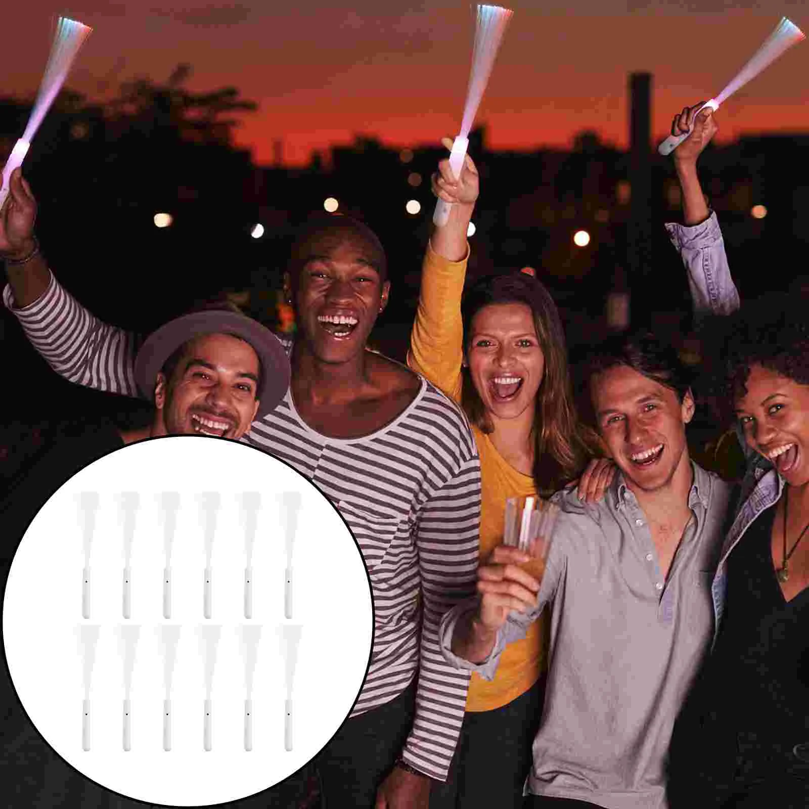 

12 Pcs Fiber Optic Flash Braids Glow Toys LED Foam Glow Wands Prom Neon Light Stick Plastic Glowing The Dark Wand Child