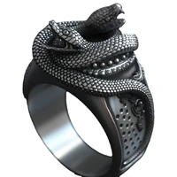 vintage silver color amphisbaena viper relief ring for men women retro two head snake metal rings punk gothic party jewelry gift