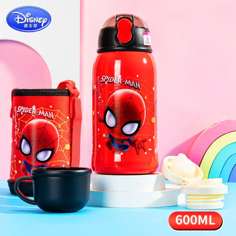 

Термос из нержавеющей стали с соломинкой и изображением Человека-паука