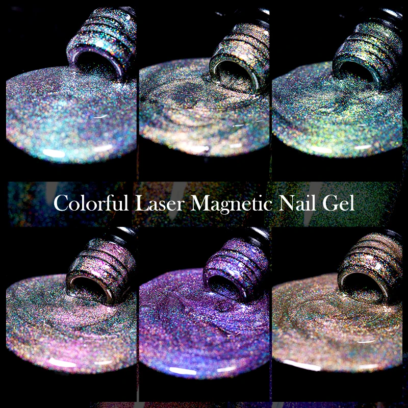 MTSSII 7ml Holographic Rainbow Cat Magnetic Gel Nail Polish Holo Laser Galaxy Chameleon Soak Off UV