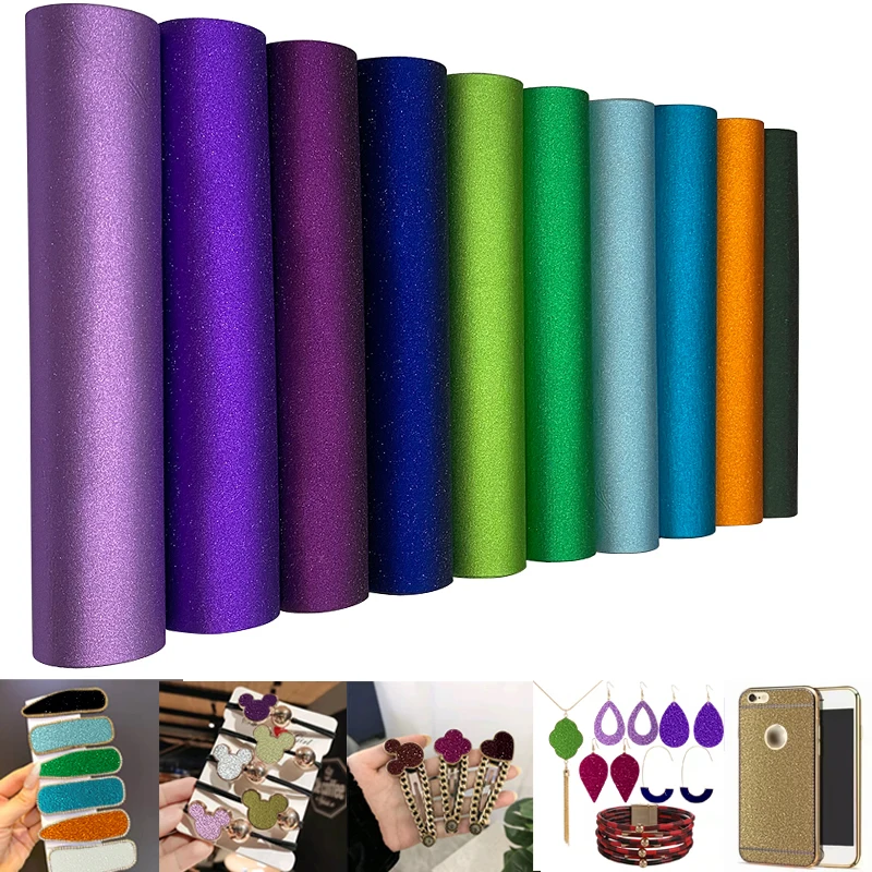 

30x135cm Matte Solid Color Sparkle Shiny Faux Frosted Glitter Leather Sheets Felt Backing for Making Bag/Phone Cases/Handcraft