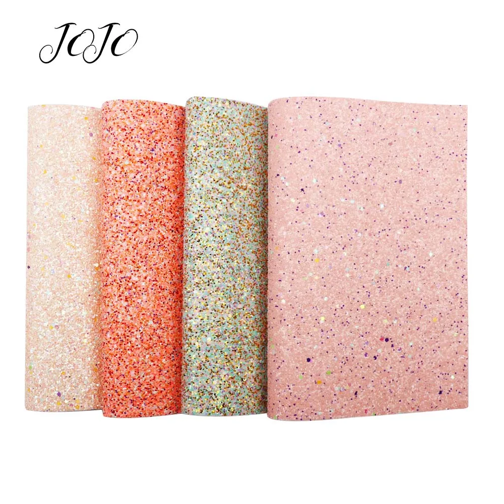 

JOJO BOWS 22*30cm Sparkly Chunky Glitter Fabric For Needlework Solid Glazed Sheet For Bows Home Decoration DIY Craft Accessory