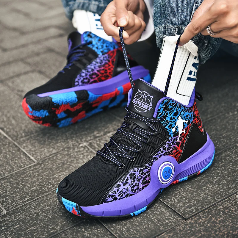 New Hot Men's Basketball Shoes Breathable Men Sneakers Men Boys Basket Shoes High Top Anti-slip Outdoor Sports Shoes Man Trainer