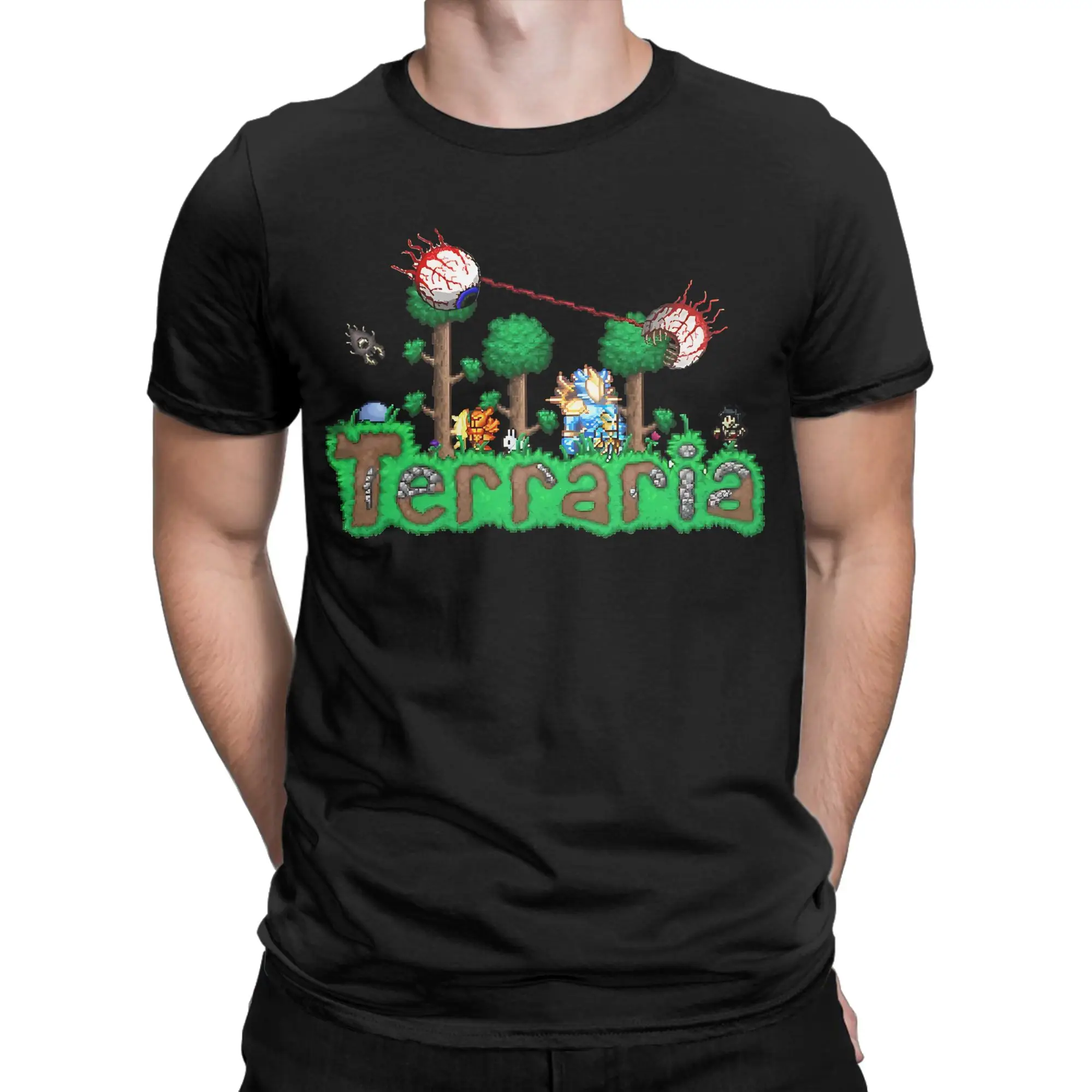 Фото Футболка Terraria Game New Arrival для мужчин и женщин, футболка из чистого хлопка, одежда №4