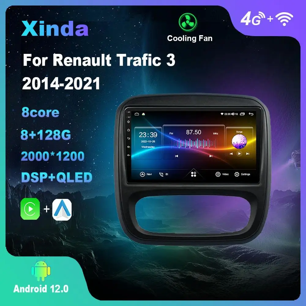 

Android 12.0 For Renault Trafic 3 2014-2021 Multimedia Player Auto Radio GPS Carplay 4G WiFi DSP Bluetoot