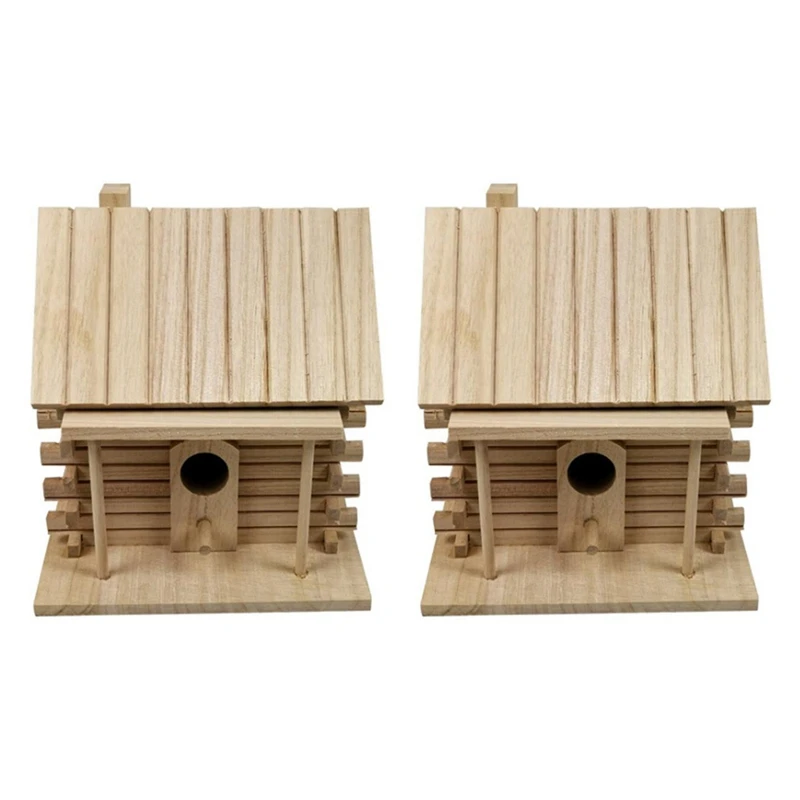 

2X Bird House Wall-Mounted Wooden Nest Dox Nest House Bird House Bird Box Wooden Box Cage Decoration Garden Ornament